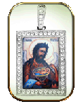 купить нательная иконка кулон святой Иоанн Креститель, финифть, образок, фото
