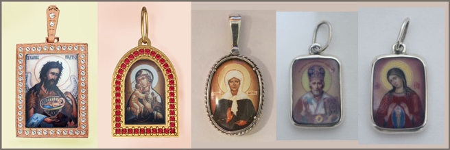 купить нательная иконка кулон святой Иоанн Креститель, финифть, образок, фото